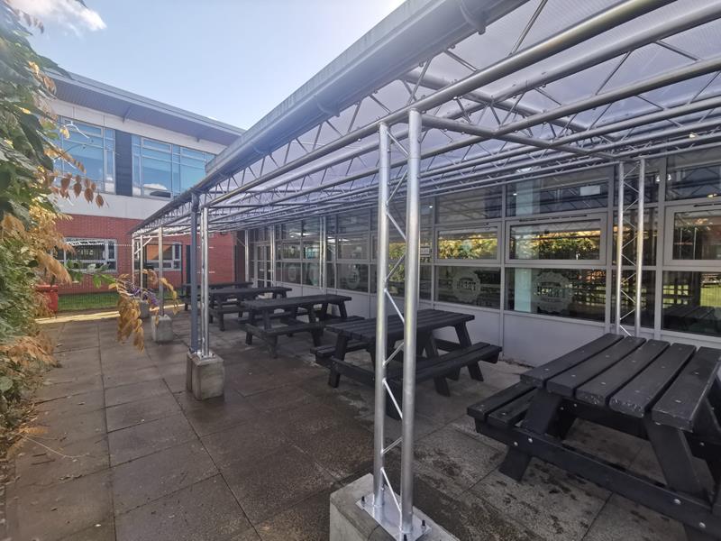 Why Connecting School Buildings with Walkways and Canopies is Important 4 East Leake Academy outdoor covered walkway shelter from Protect Canopies