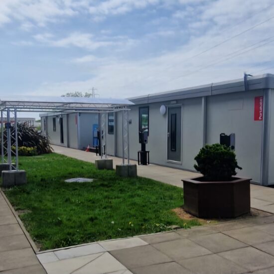 Butchers Care portakabin entrance canopy walkway canopy protect canopies 1